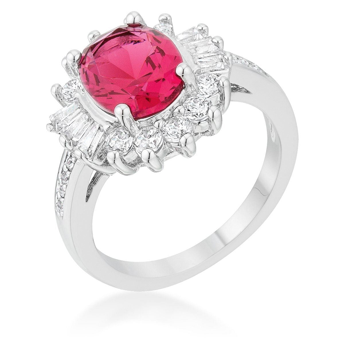 Chrisalee 3 ct Aqua CZ Rhodium Classic Ring
